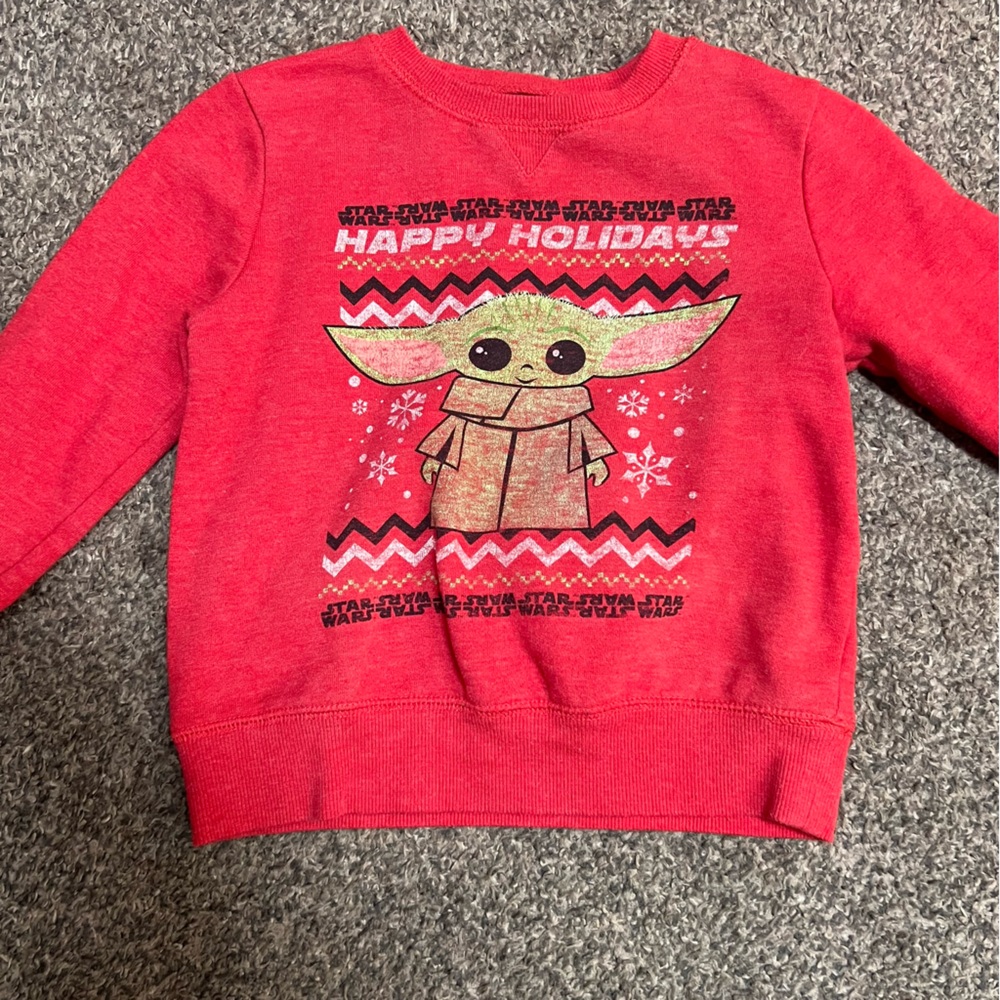 Baby yoda Christmas sweatshirt, red Star Wars